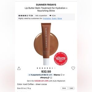 Brand new Summer Fridays Iced Coffee Lip Butter Balm - Brown full size